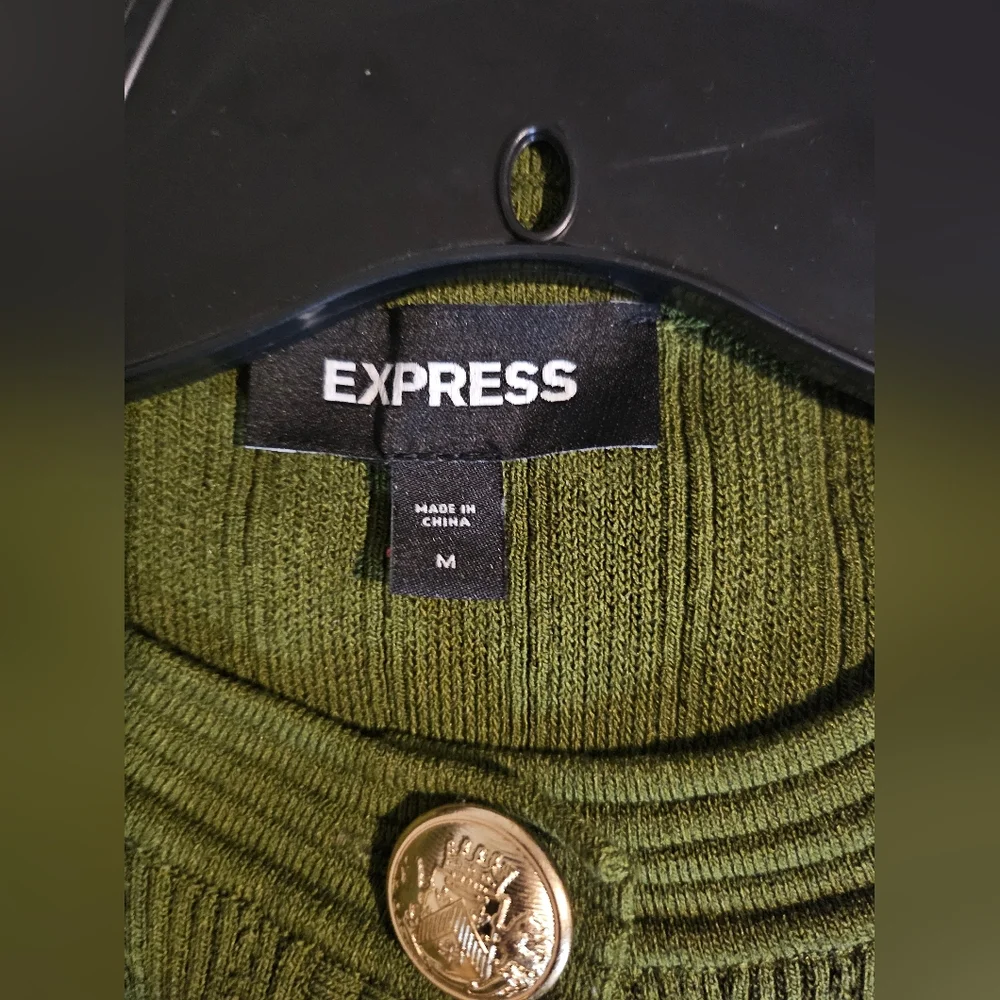 Green Ribbed Button-Up Jacket - Picture 3 of 3